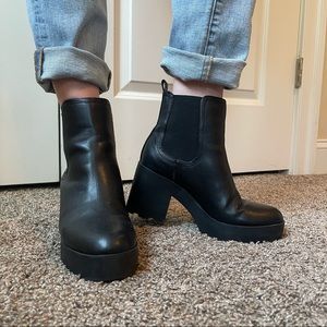 SHEIN Faux Leather Platform Chelsea Boots